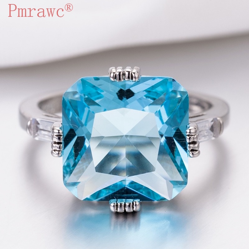 (Bán Chạy) Nhẫn Đính Đá Topaz Hình Vuông Mới