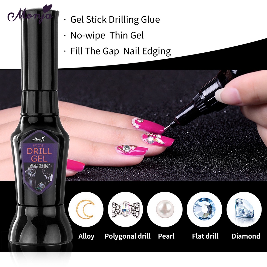 MONJA Bộ phụ kiện đính đá trang trí móng nghệ thuật gồm 3 món