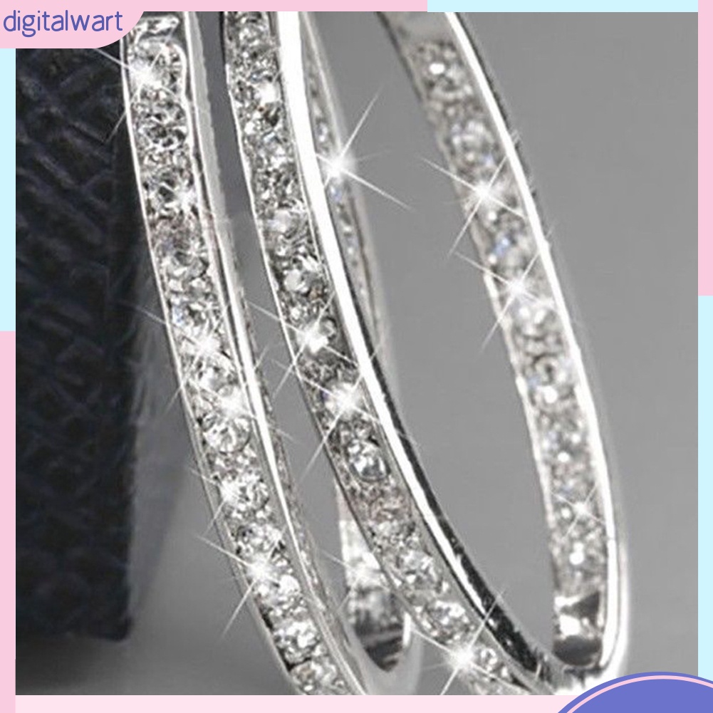 Cặp khuyên tai khoen tròn đính đá sang trọng cho nữ