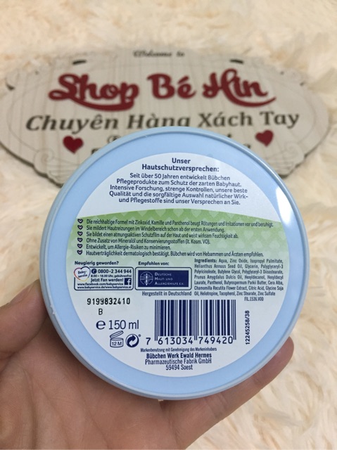 Kem chống hăm cho bé Bubchen Baby Wundschutz 150ml, Hàng Đức chính hãng