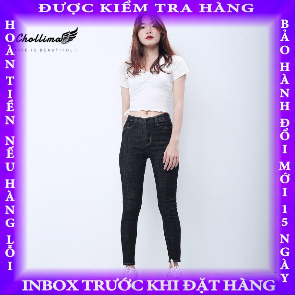 Quần jeans dài nữ co giãn Chollima cạp thường basic jean QD032 baybay