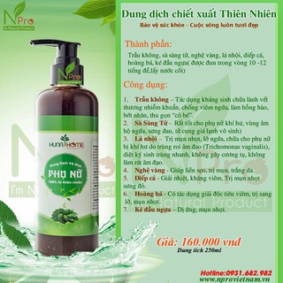 Dung dịch vệ sinh phụ nữ thảo dược huna 250ml