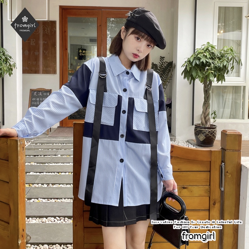 Áo Sơ Mi Dài Tay Kẻ Sọc Thiết Kế Mới Thời Trang Mùa Thu Cho Nữ 2022