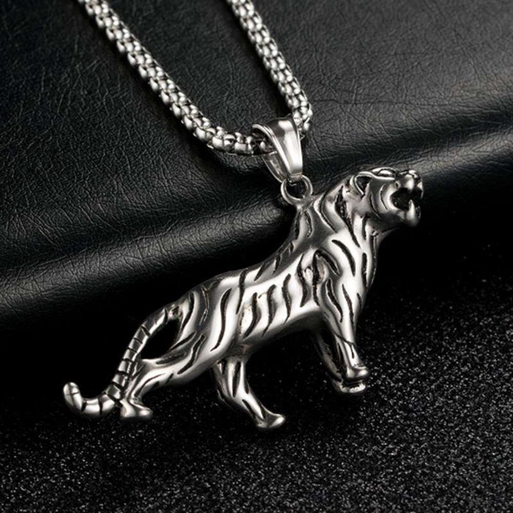 New Punk Animal Necklace Fashion Personality Tiger Pendant Necklace Men Charm Jewelry