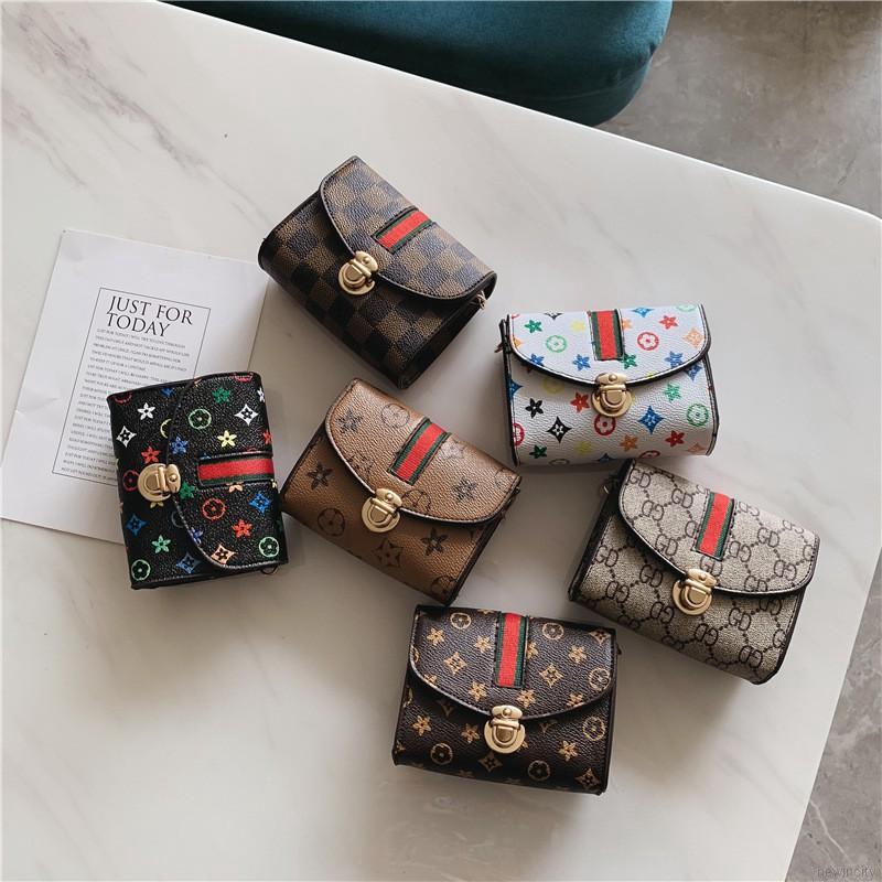 Túi đeo chéo mini bằng da PU họa tiết hoa dành cho bé gái