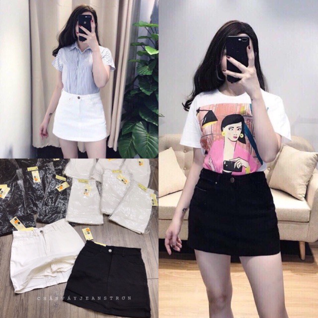 Thời Trang Nữ BÁN SỈ CHÂN VÁY JEAN TRƠN ĐEN TRẮNG CHO NỮ Phương Linh Shop