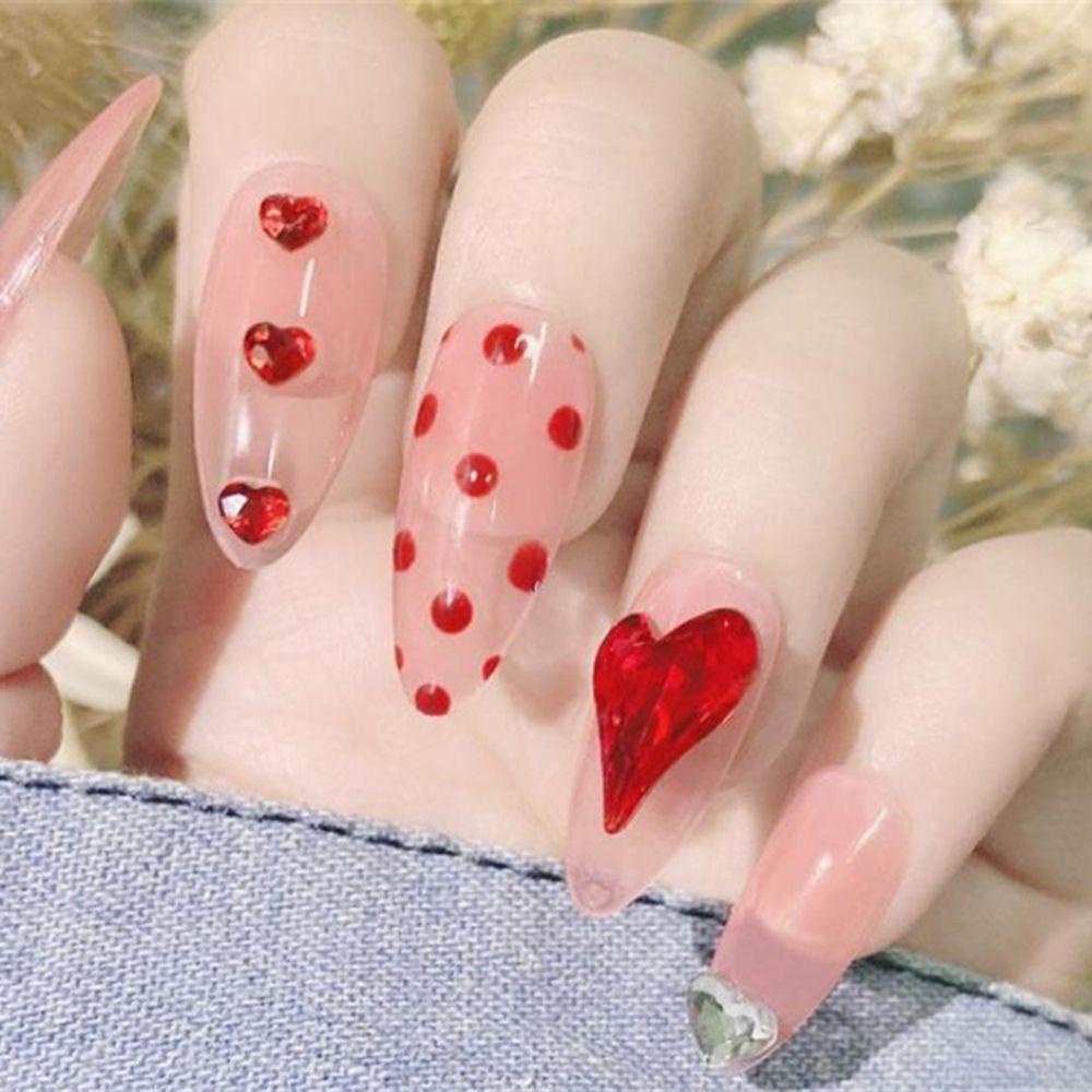 Móng Tay Hình Trái Tim Xinh Xắn Dành Cho Nữ|Kim Tuyến Nhiều Màu Sắc Đầu Nhọn Làm Trang Sức Thủ Công DIY|Ab