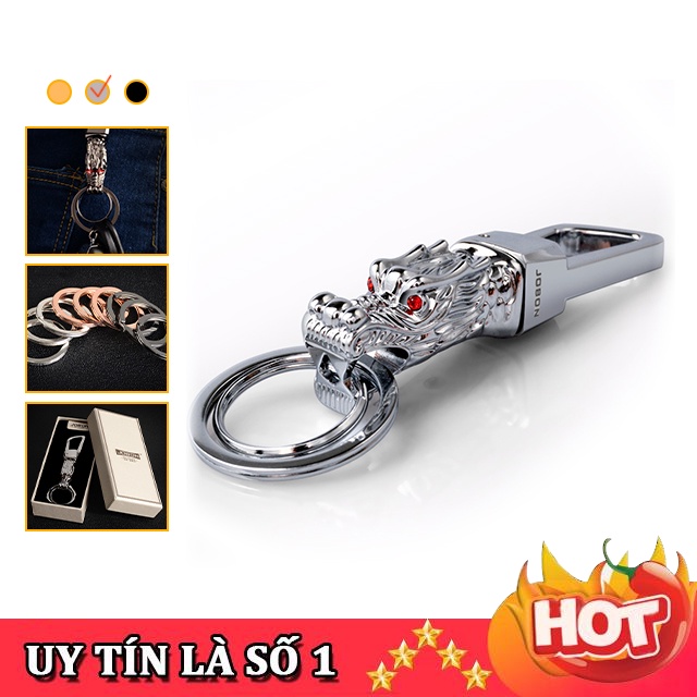 Móc Treo Chìa Khóa Oto Xe Máy Zobon ZB-8773 Hình Đầu Rồng Mắt Ngọc Cực Chất