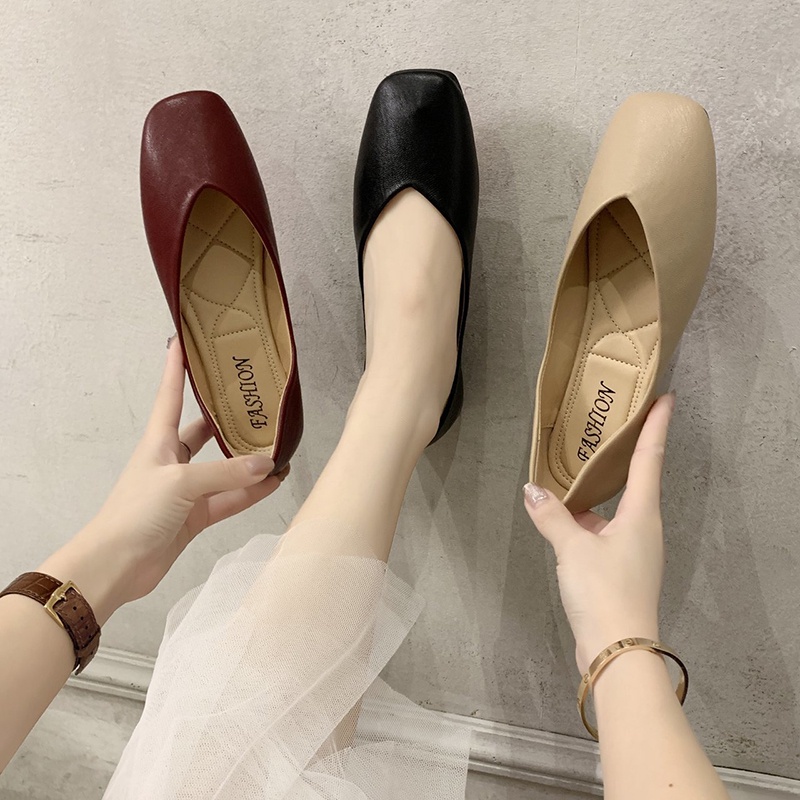 Giày búp bê IELGY mũi vuông hợp thời trang cho nữ