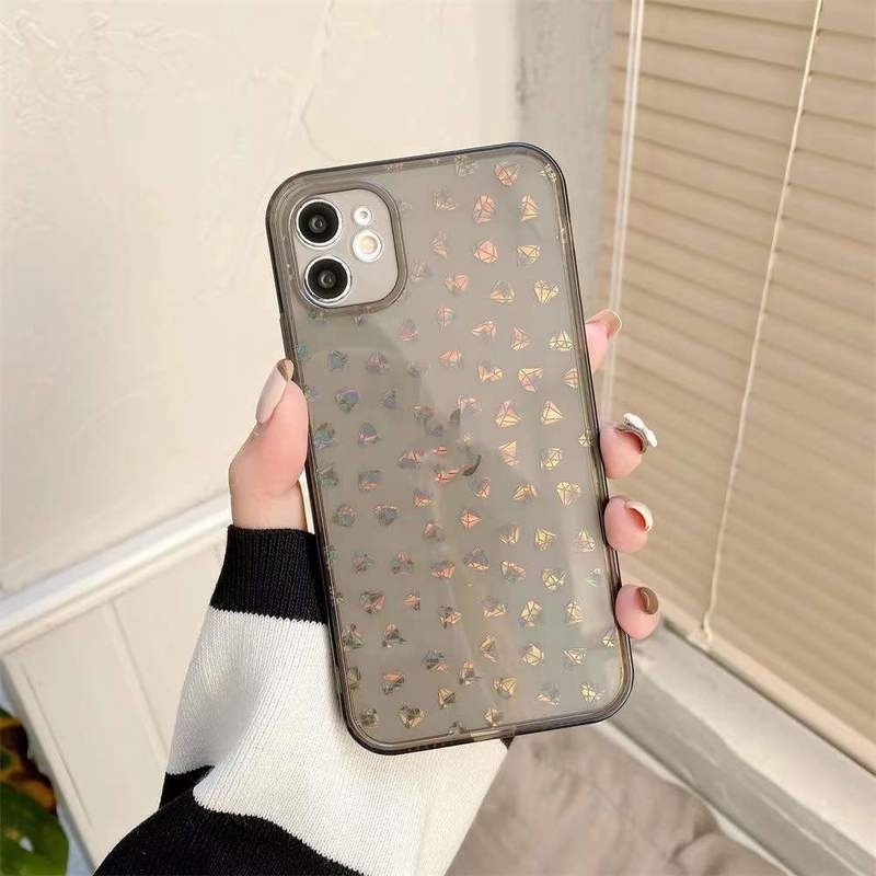 Ốp Điện Thoại TPU Mềm Trong Suốt Họa Tiết Kim Cương Cho iPhone 13 12 Mini 11 Pro Max XR XS 7 8 Plus SE