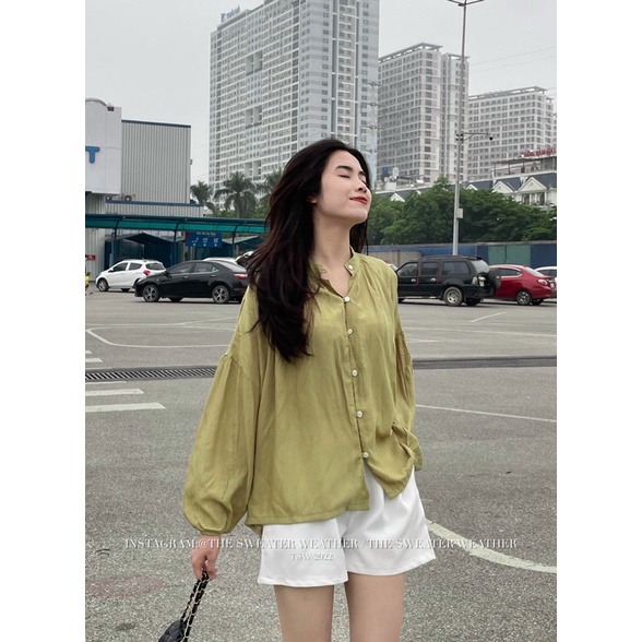 Áo sơ mi đũi tơ cổ tàu TSW (ảnh thật)