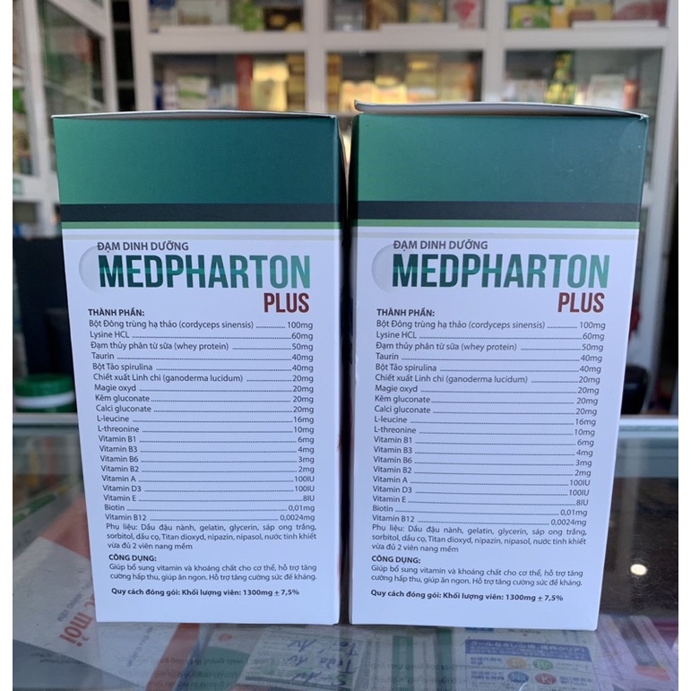 Đạm dinh dưỡng Medpharton Plus - Tăng sức đề kháng, giúp ăn ngon - từ Whey Protein - Hộp 60 viên