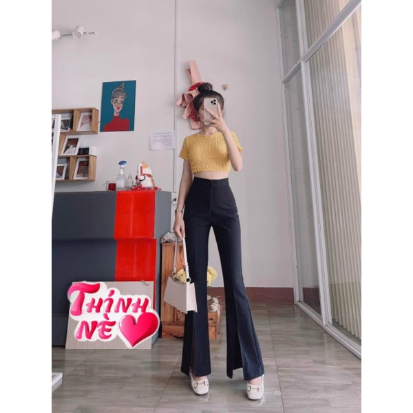 Quần ống loe xẻ 2 bên tôn dáng cực Hot