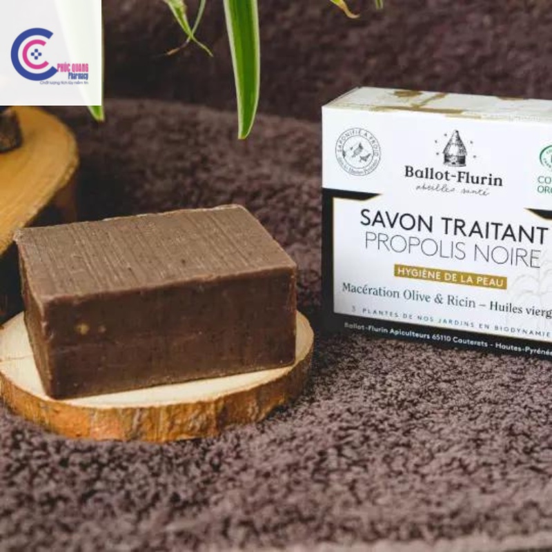 Xà bông keo ong hữu cơ Pháp Savon Traitant Propolis Noire 100g
