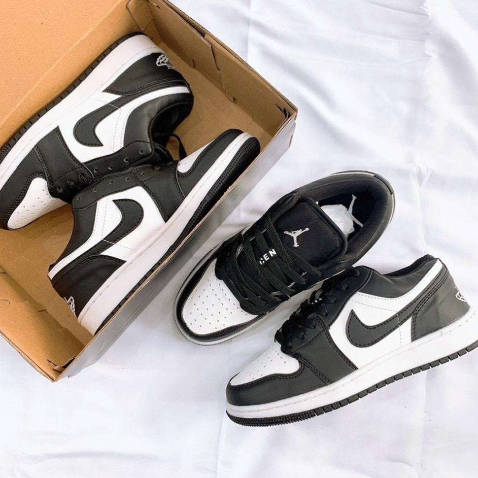 Giày Sneaker Nam Nữ Đen Trắng, Giày Nike Air Jordan 1 JD 1 Panda Cổ Thấp Cao Cấp 2021 -ju2 ! #