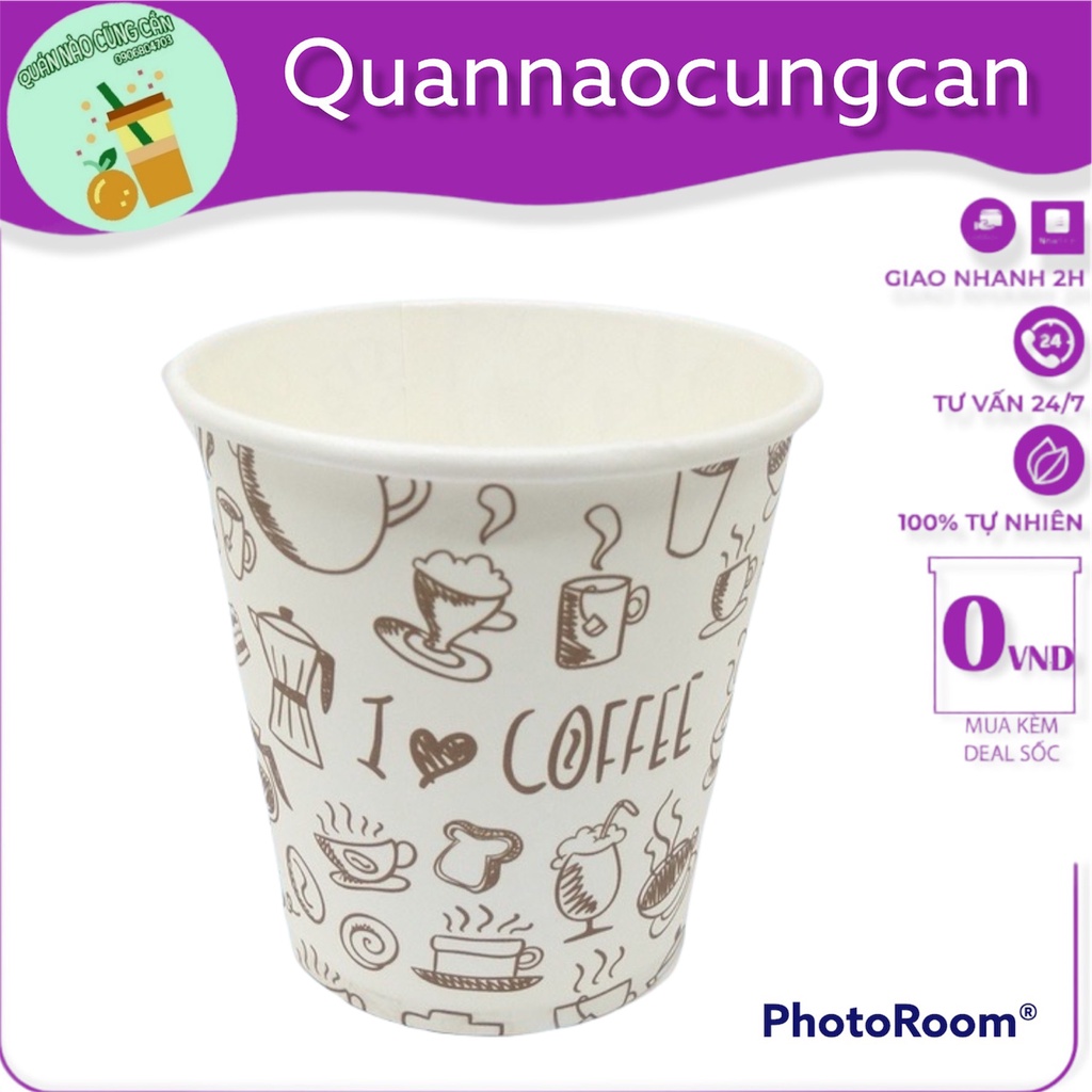 50 Ly giấy nhỏ 7oz ~ 180ml tráng PE cao cấp thân thiện môi trường - dùng 1 lần Quán nào cũng cân