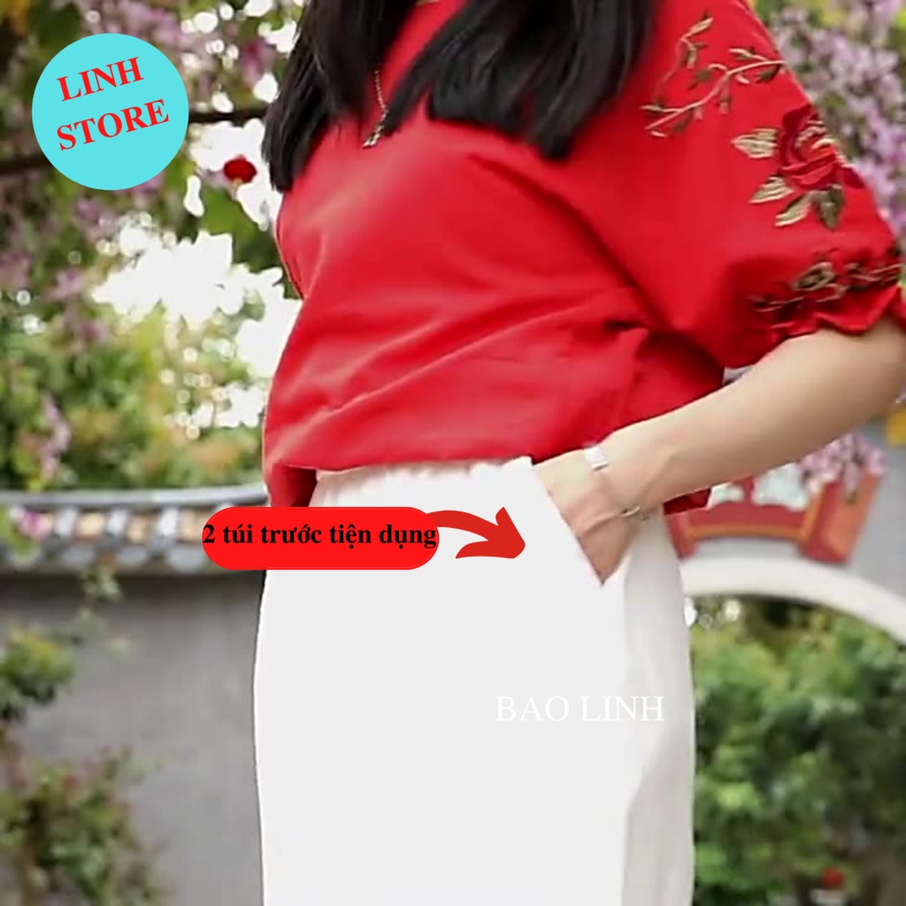 Quần Đũi Nữ LINH Store  Lưng Cao Cạp Chun  Dáng Dài Công Sở  Chất Liệu Đũi Xước Mặc Đi Làm Đi Học