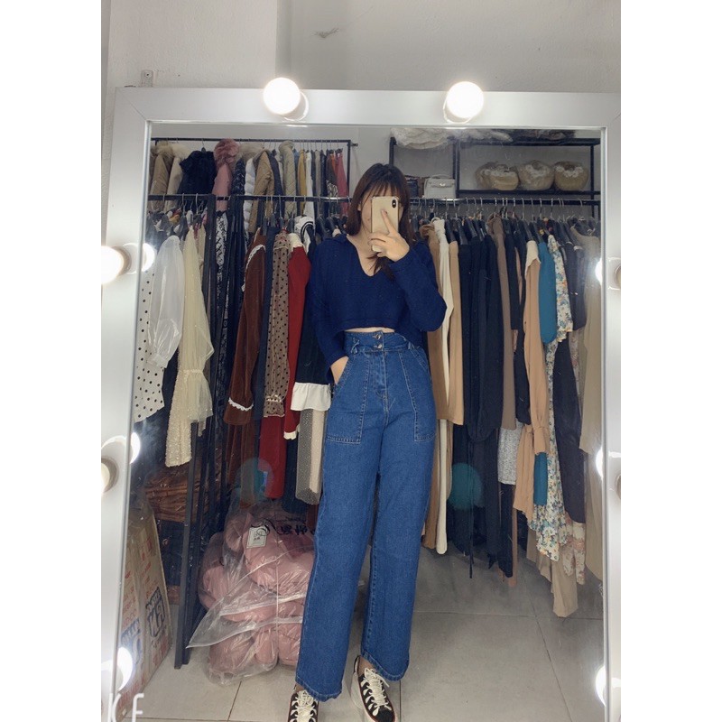 Quần jeans giãn suông túi vuông mẫu mới siêu hot