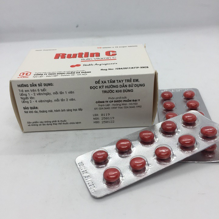 Vitamin Rutin C HT hộp 100 viên bao đường