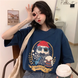 Áo thun nữ họa tiết ông già chất cotton đẹp form rộng hàng quảng châu cao cấp