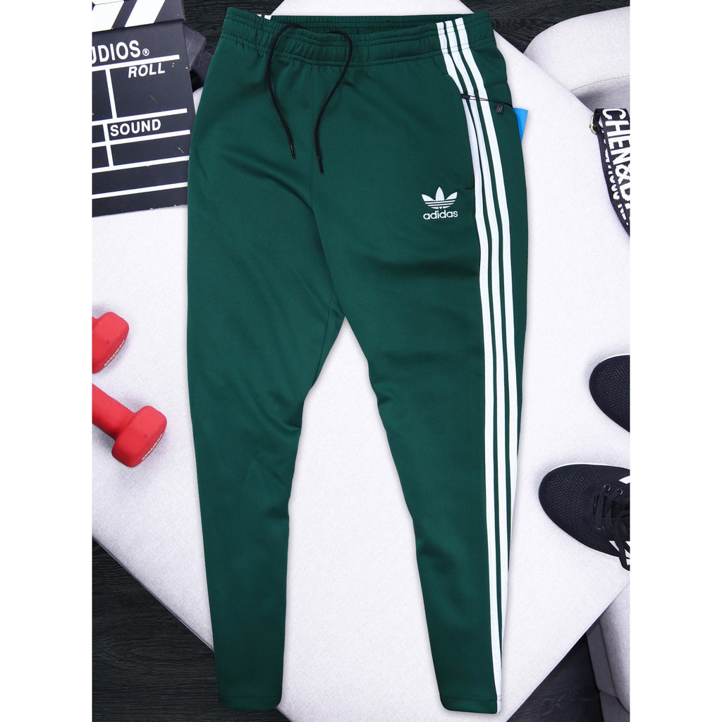 Quần Jogger Thun Xanh Lá Nam Nữ 3 Sọc  Thể Thao Unisex Vải Mềm Mịn Mát Không Xù