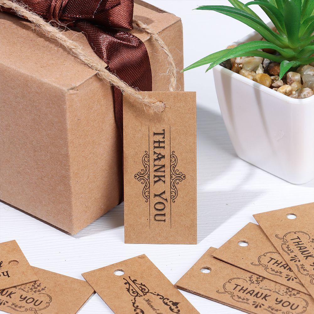 Set 50 Thẻ Giấy 5.8*2.7cm In Chữ Thank You Dùng Để Trang Trí Quà Tặng