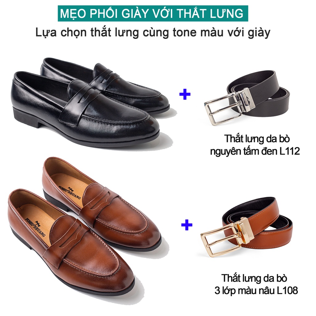 Giày lười nam da bò nappa cao cấp G120- Bụi leather- hộp sang trọng -Bảo hành 12 tháng
