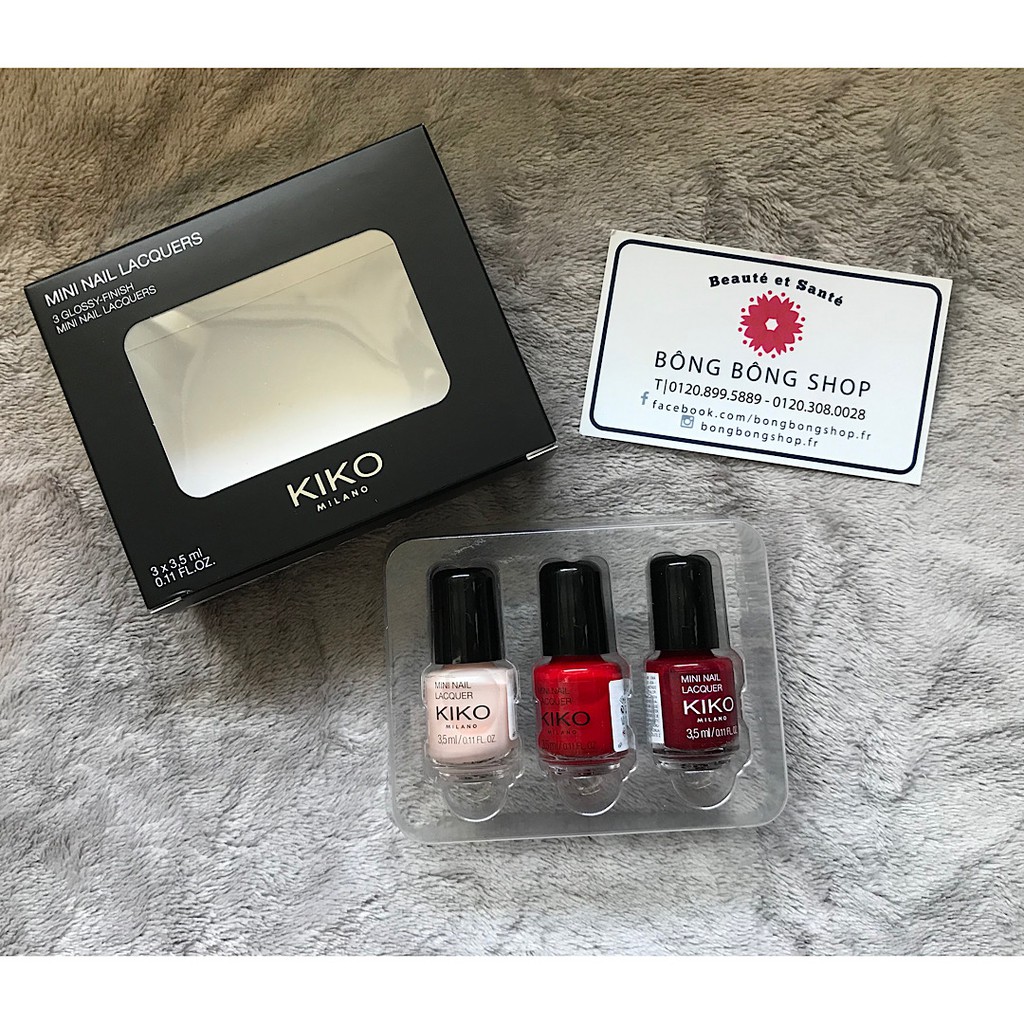 (Chuẩn Pháp-set 3 màu) Set 3 sơn móng mini Kiko nail lacquers