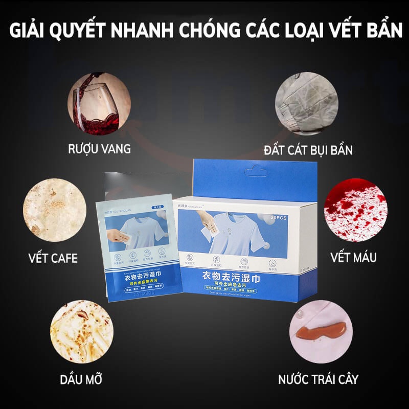 Gói khăn ướt mini hickies lacing system làm sạch áo khoác dính bẩn, ẩm mốc, dầu mỡ không cần giặt