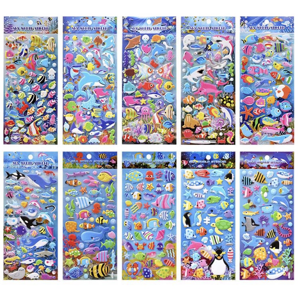 50 MẪU Đồ chơi sticker THẾ GIỚI BIỂN cho bé hình dán 3D vừa chơi vừa học phát triển trí tuệ luyện tập trí thông minh
