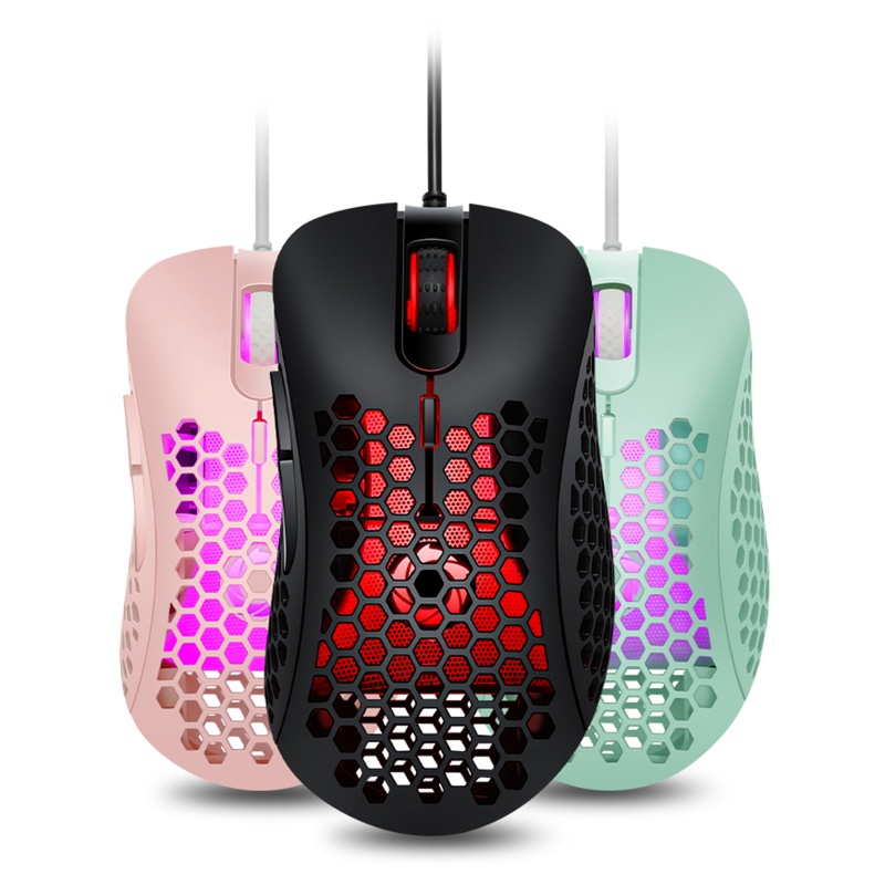 Chuột Quang Chơi Game 6400 DPI RGB Kiểu Tổ Ong Nhiều Màu Sắc