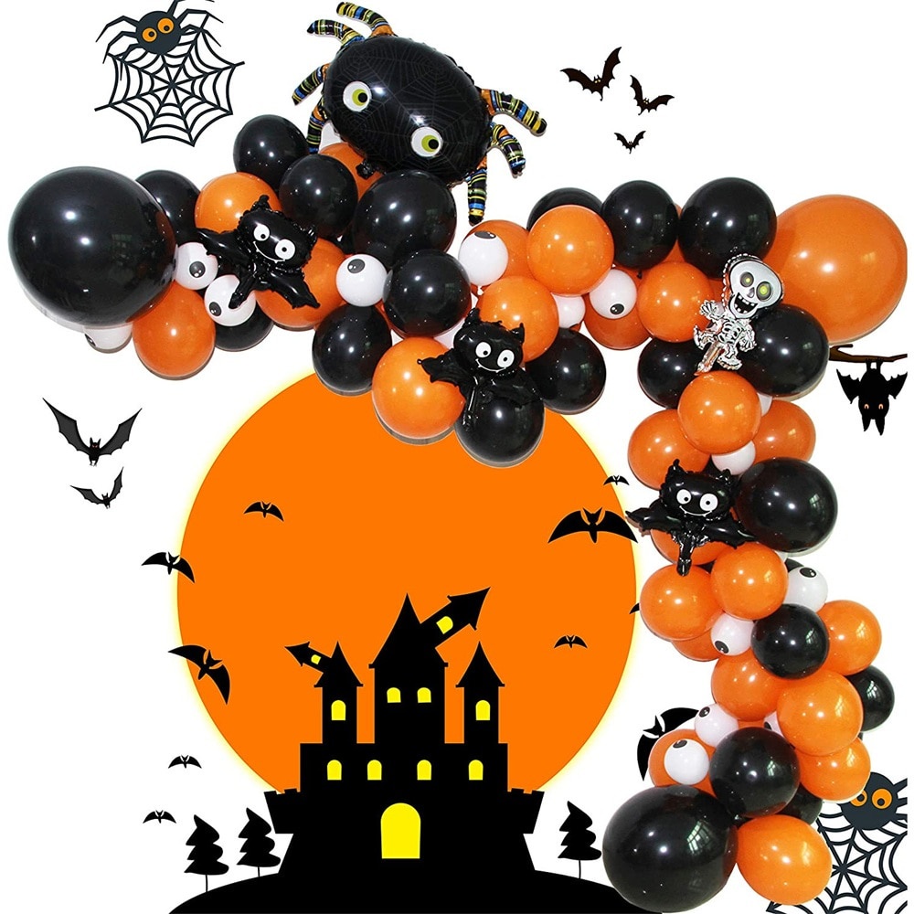 1 Bộ Bong Bóng Hình Đầu Lâu Nhện Dơi 3D Trang Trí Tiệc Halloween