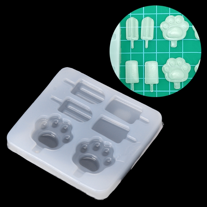 Khuôn silicon làm đồ trang sức hình que kem và kem chân mèo đáng yêu