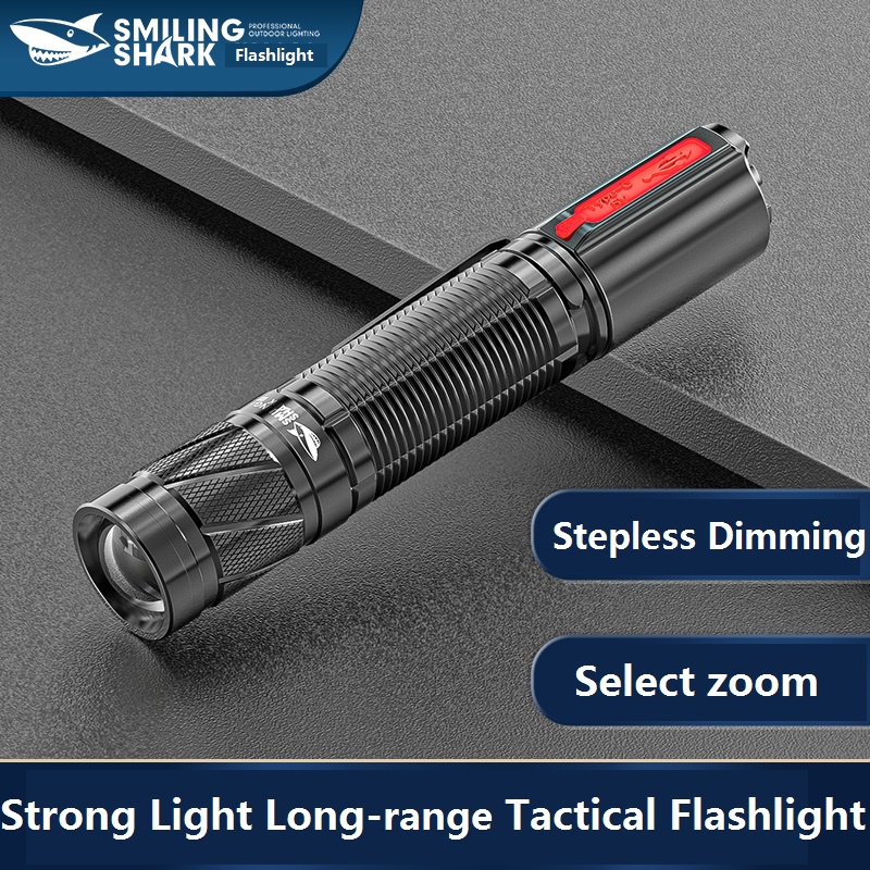 SmilingShark E519 đèn pin P70 đèn pin siêu sáng chiếu xa Đèn pin LED chiến thuật USB nhỏ có thể sạc lại 5000 Ngân hàng điện siêu sáng cao Lumens 21700 Type-c Commando Lamp Xoay chống thấm nước IPX6 Thu phóng Trang chủ Khẩn cấp Đi bộ đường dài Ngoài