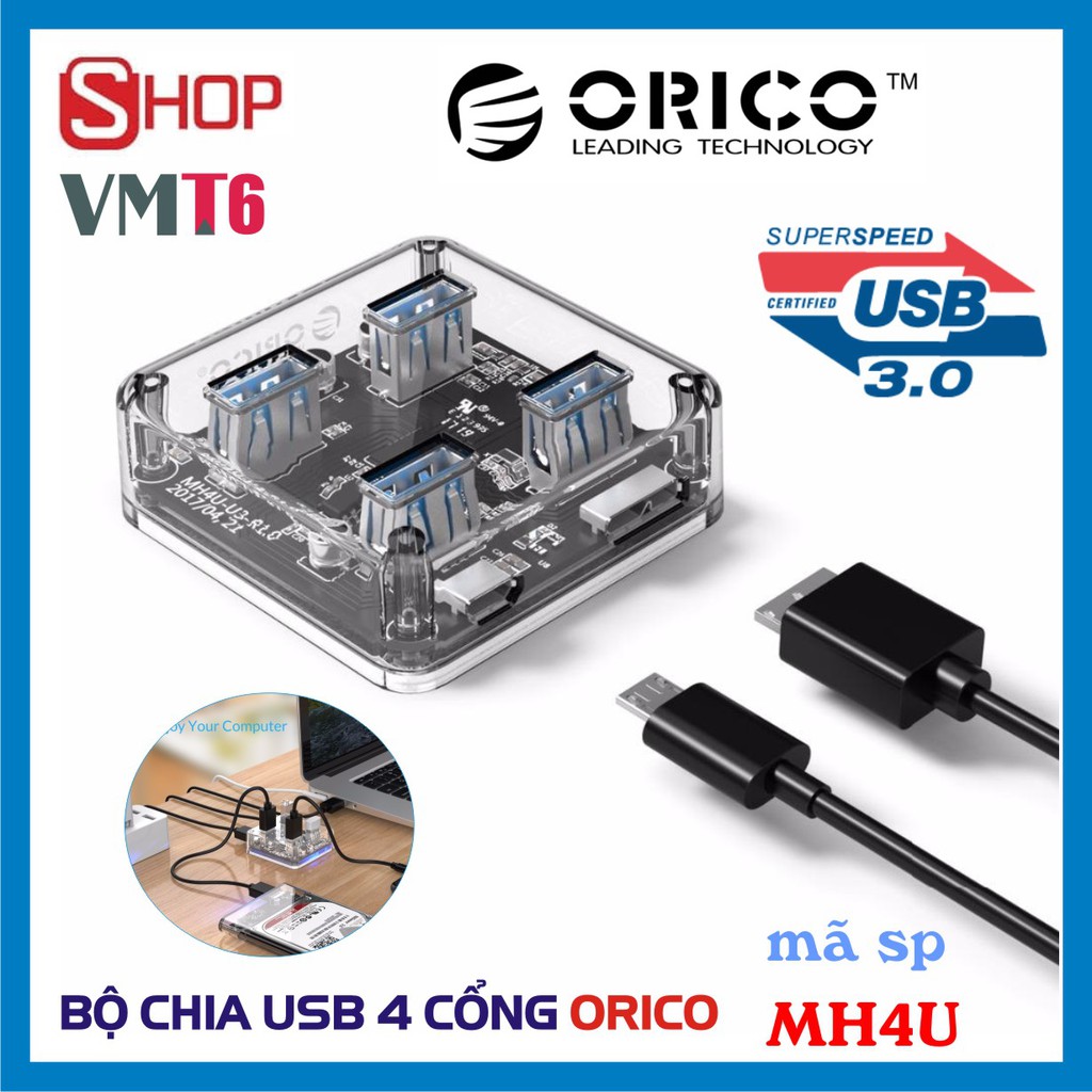 [CHÍNH HÃNG] Bộ chia 4 cổng USB 3.0 - Orico MH4U - Bảo hành 12 tháng!