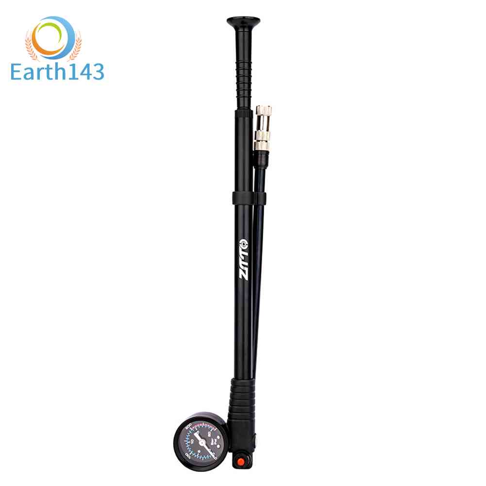 Bơm Hơi earth ZTTO Kèm Đồng Hồ Đo Áp Suất 300PSI Cho Phuộc Trước Xe Đạp