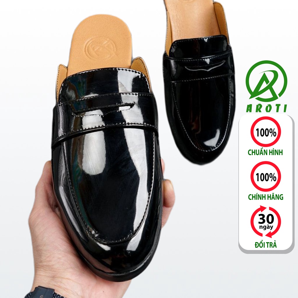 Giày Sục Nam Giá Rẻ AROTI Dáng Lười Chất Da Đẹp Cao Cấp,Đế Khâu Chắc Chắn Dáng Mọi Lịch Lãm, Sang Trọng Đủ size M581 vn