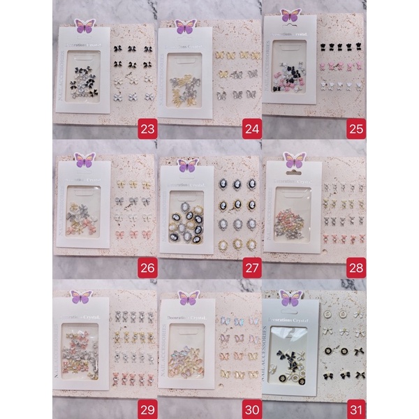 Phụ kiện charm gấu charm nơ hoạt hình mix mẫu gắn móng tay nail