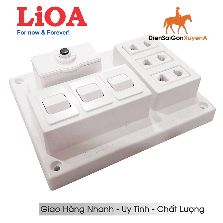 Bảng điện nổi LiOA 15A có 3 ổ cắm 3 công tắc B-CB15A3C Taplo điện LIOA - Điện Sài Gòn Xuyên Á