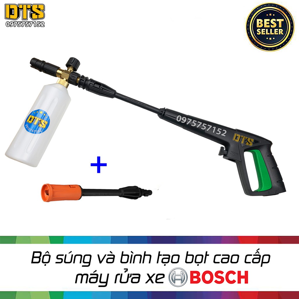 Bộ súng xịt rửa và bình tạo bọt tuyết cao cấp cho máy rửa xe áp lực cao Bosch AQT, Aquatak (Phù hợp tất cả dòng máy)