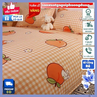 Ga Trải Giường Cotton Poly,kích thước chuẩn 80cmx2mmẫu đào cam