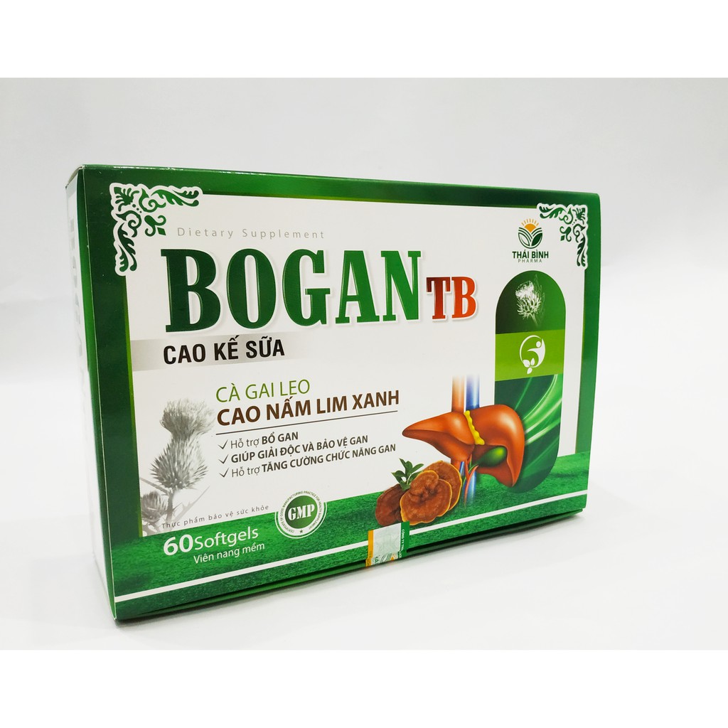 Viên Uống Bổ Gan Bogan Tb Cao Kế Sữa - Nấm Lim Xanh - Cà Gai Leo - Giải Độc Gan, Bảo Vệ Tế Bào Gan - Hộp 60 Viên