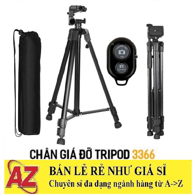 Chân Máy Ảnh Tripod 3366 Hợp Kim Cao Cấp Tặng Đầu Kẹp Điện Thoại