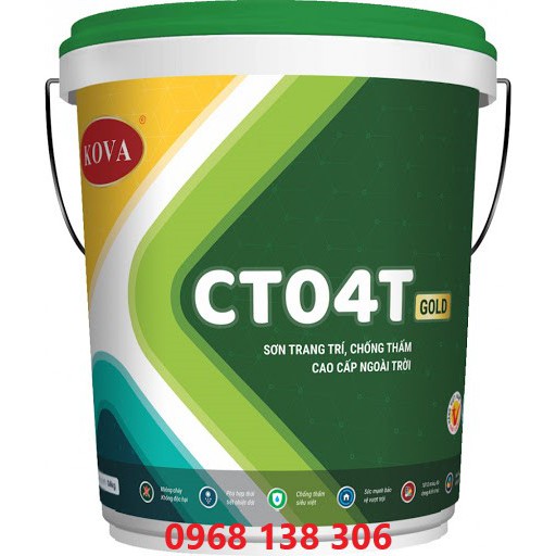 Sơn trang trí, chống thấm cao cấp ngoài trời Kova CT04T GOLD 4Kg