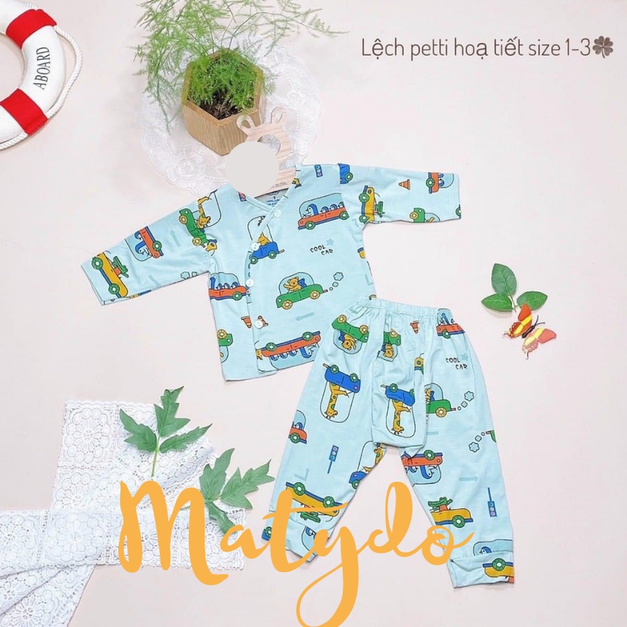 Quần áo sơ sinh bé trai bé gái mùa hè thu giá rẻ đồ sơ sinh cho bé Leekid màu họa tiết chéo pha cúc xà cừ SS33