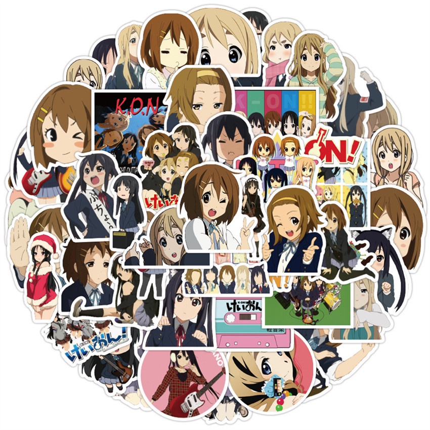Set 100 miếng dán trang trí chống thấm nước họa tiết hoạt hình K-ON!Hirasawa Yui Series A