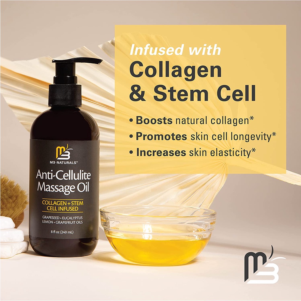 M3 Naturals Anti-Cellulite Massage Oil 240ml - Dầu massage ngăn ngừa và làm giảm tình trạng sần vỏ cam trên da