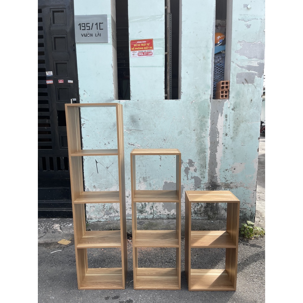 Kệ gỗ tổ ong 3 tầng đa năng hiện đại sang trọng lắp ghép tiện dụng màu vân gỗ