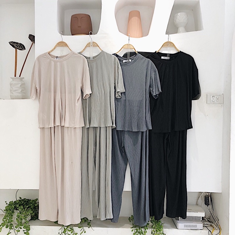 set quần áo vải nhăn xốp