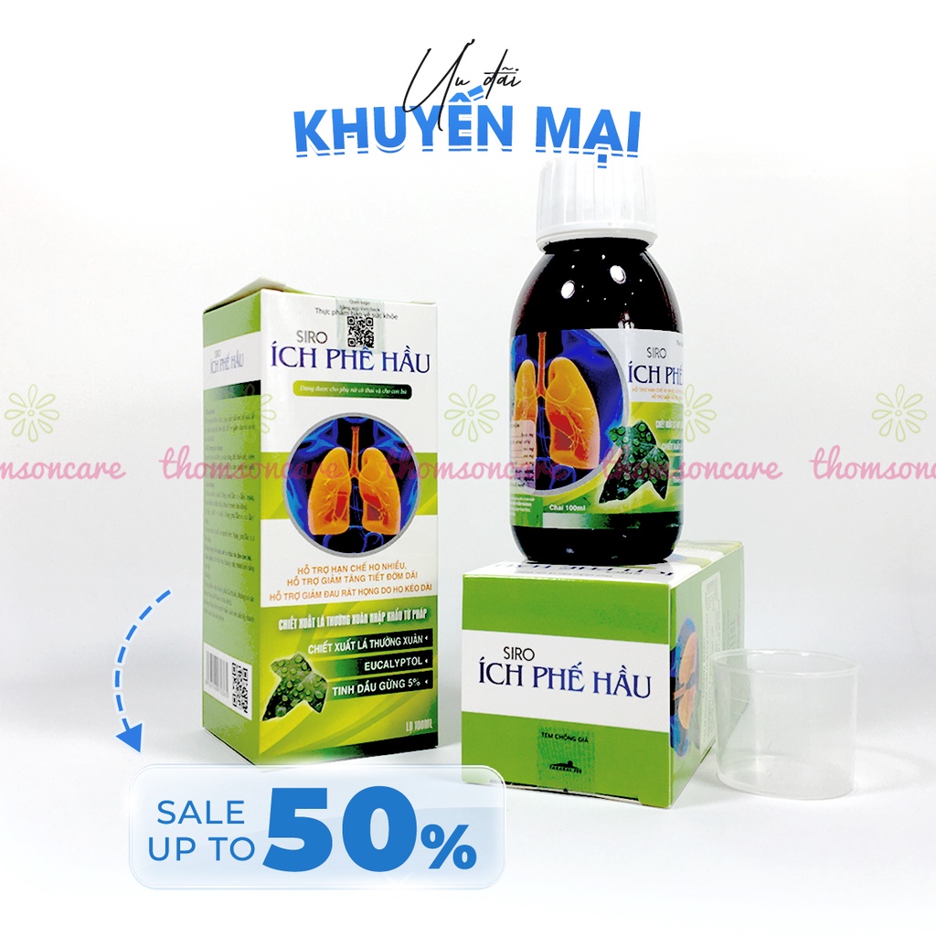 Siro ho Ích Phế Hầu 100ml- Hỗ trợ bổ phế, giảm đờm,đau họng từ cao lá thường xuân